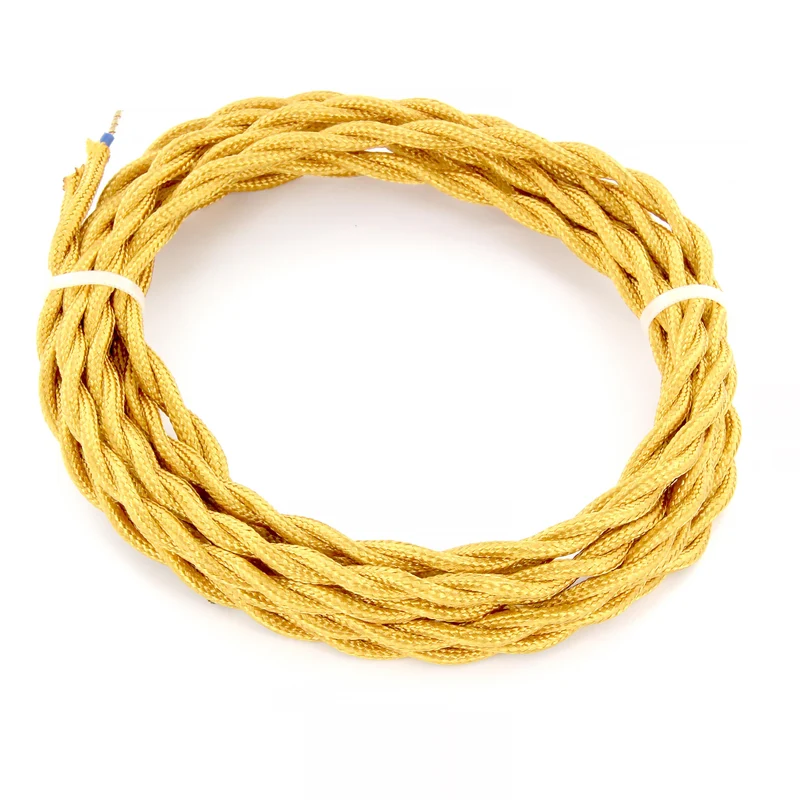 3 m twisted fabric cable - Gold