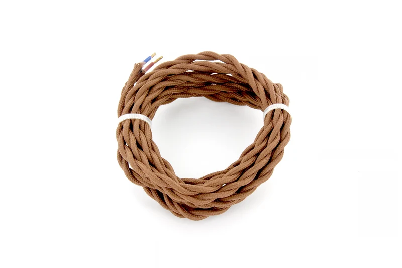Twisted fabric cable 3 m - Brown