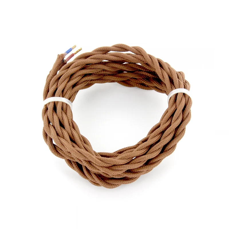 Twisted fabric cable 3 m - Brown
