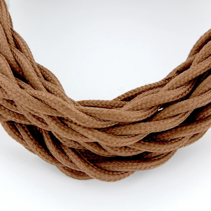 Twisted fabric cable 3 m - Brown