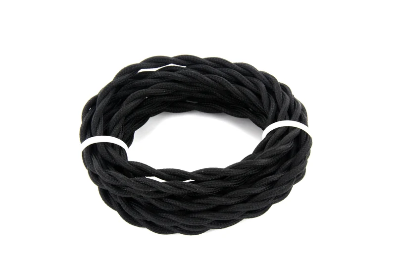 Twisted fabric cable, 3 m - Black