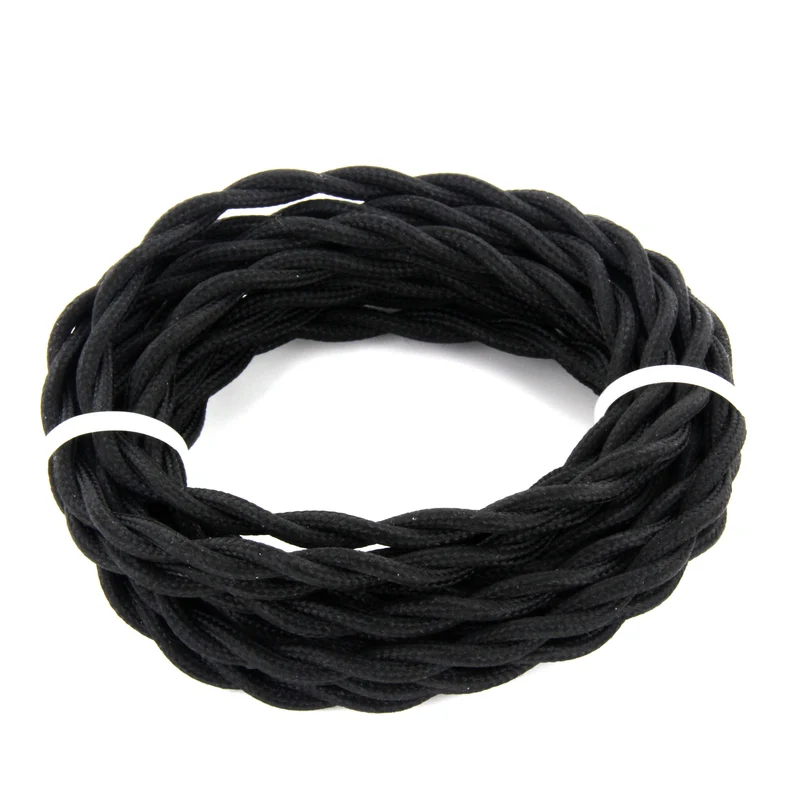 Twisted fabric cable, 3 m - Black