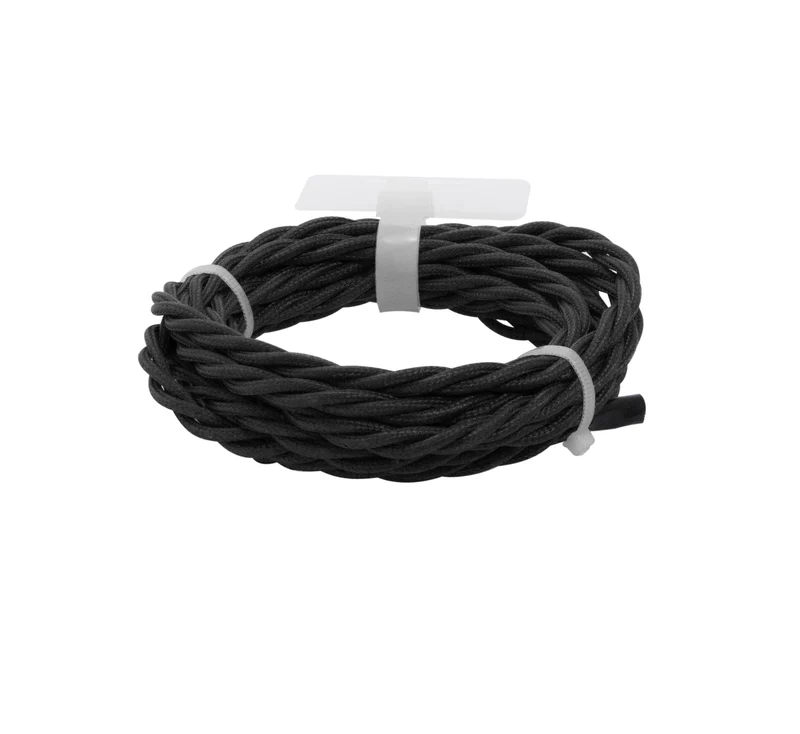 Twisted fabric cable, 3 m - Black