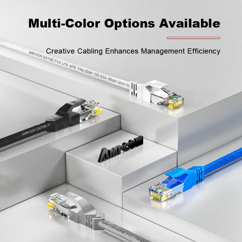 AMPCOM CAT5e Unshielded (UTP) PVC Network Patch Cable for Home or Data Center