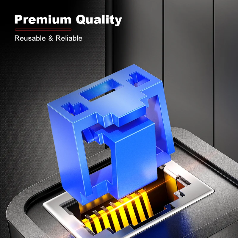 AMPCOM RJ45 Port Lock with Key，Ethernet Port Blocker for Network Security