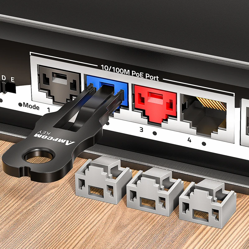 AMPCOM RJ45 Port Lock with Key，Ethernet Port Blocker for Network Security