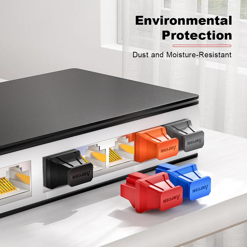 AMPCOM RJ45 Dust Cap Anti Dust Plug, PVC Insulated Port Protector for Ethernet Ports