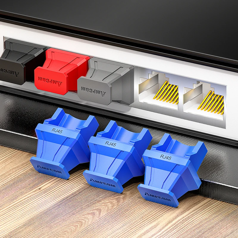 AMPCOM RJ45 Dust Cap Anti Dust Plug, PVC Insulated Port Protector for Ethernet Ports