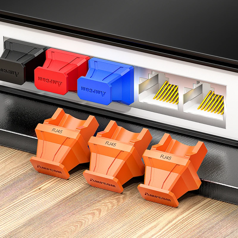 AMPCOM RJ45 Dust Cap Anti Dust Plug, PVC Insulated Port Protector for Ethernet Ports