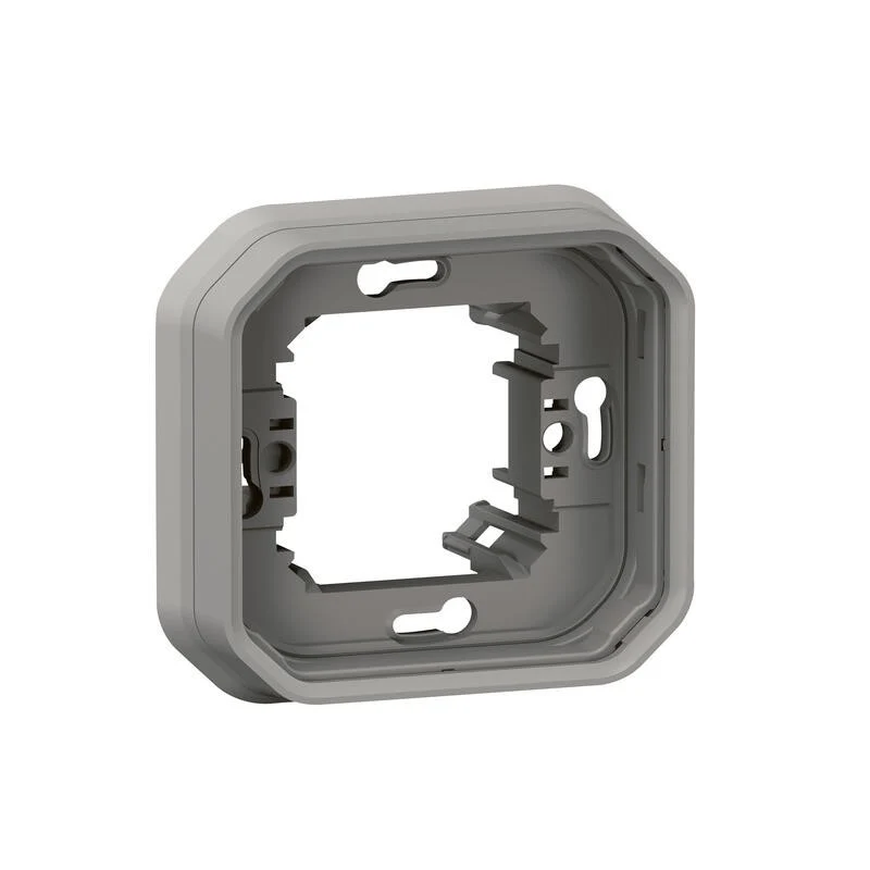 Support plaque étanche pour montage encastré 1 poste Plexo - gris 069681L