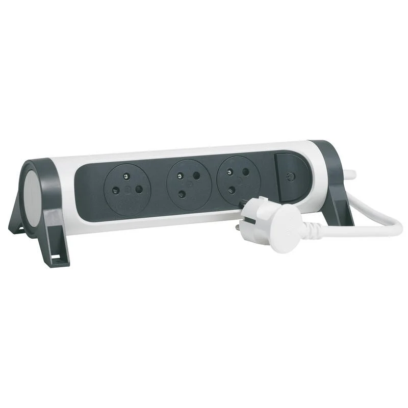 Rallonge multiprise rotatif 3 prises de courant surface - interrupteur - Legrand 049442