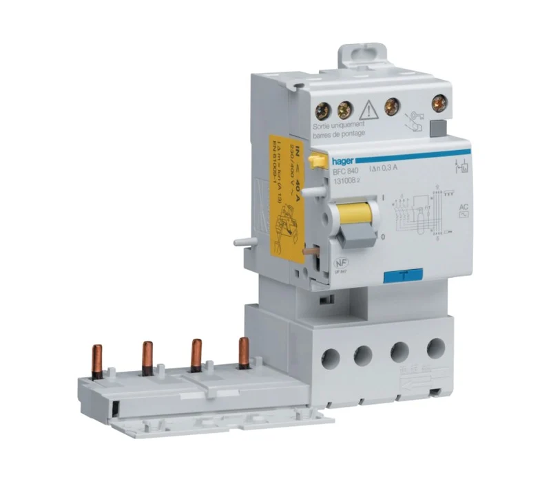 HAGER Bloc différentiel double sortie 4P 40A 30mA AC BDC840