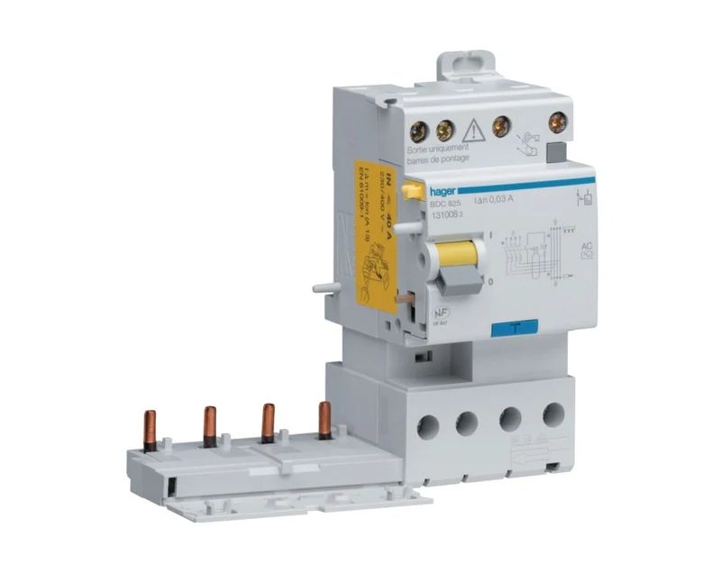 HAGER Bloc différentiel double sortie 4P 25A 30mA AC BDC825