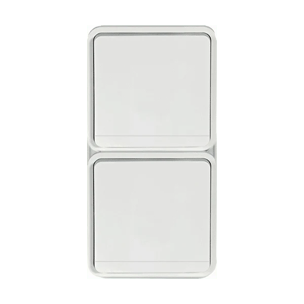 Prise de courant double verticale 2P+T étanche cubyko complet blanc HAGER WNC132B