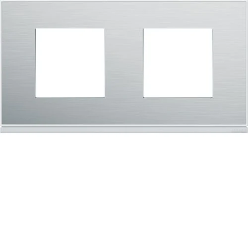 Plaque Gallery 2 poste horizontale 71mm placage aluminium - Hager WXP2012