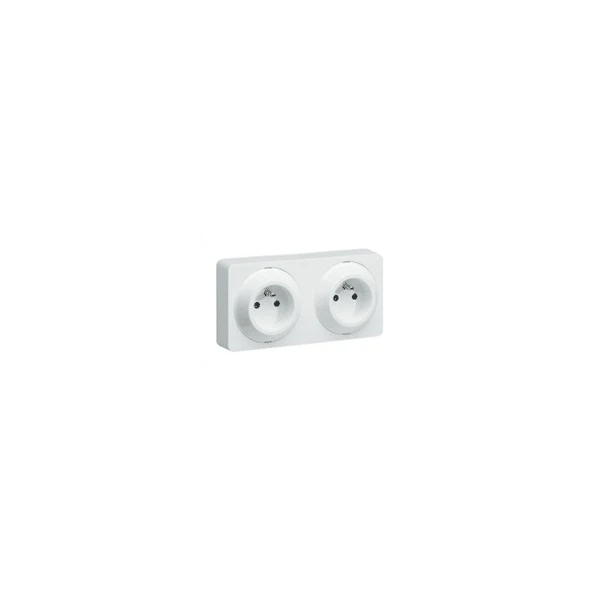 Ateha prise double horizontale 2P+T précâblée complet Hager WJC122B