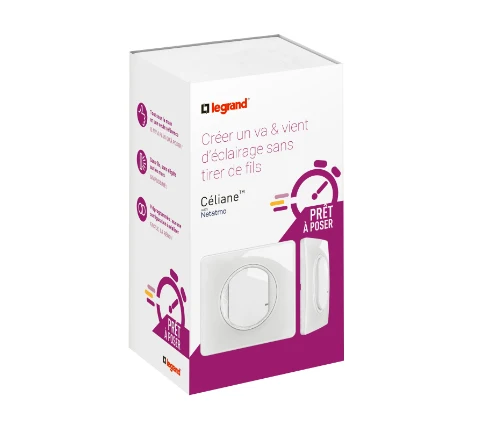 Céliane - prêt-à-poser blanc - créer un va et vient sans micromodule avec commande sans fils - Legrand CB0404