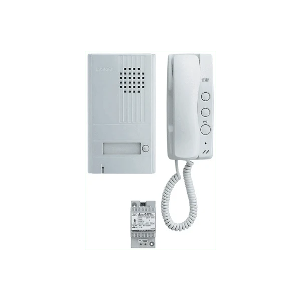 Kit interphone portier audio 2 fils complet - platine saillie façade alu - Aiphone DA1AS