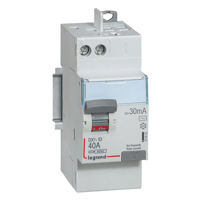 Interrupteur différentiel DX3-ID - 2P 40A type AC 30mA - vis/auto - Legrand 411632