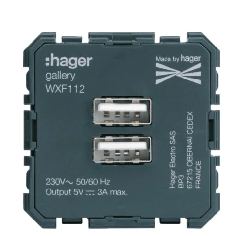 Hager Gallery mécanisme chargeur USB WXF112