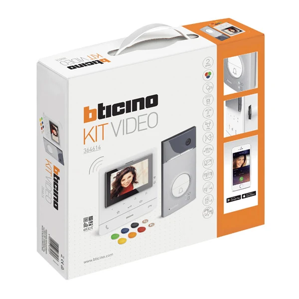 Kit portier vidéo couleur Classe 100X connecté - écran 5 pouces contrôle d'accès par badges - Bticino 364614