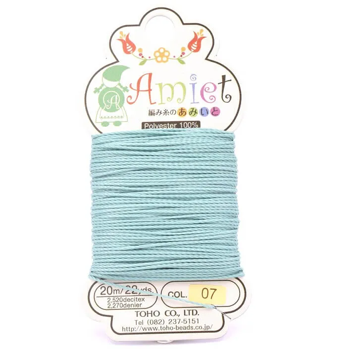 Cordon polyester torsadé ciré Brésilien vert menthe 0.8mm (bobine 20m)