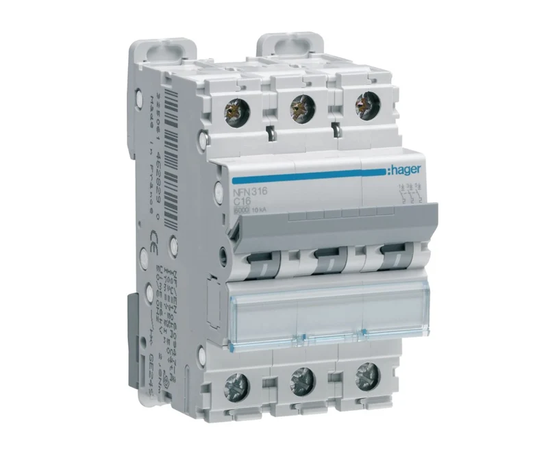 HAGER Disjoncteur 3P 6/10KA courbe C 16A 3 modules NFN316