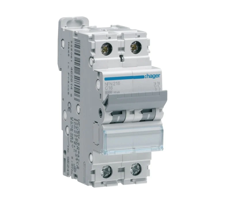 HAGER Disjoncteur 2P 6/10KA courbe C 16A 2 modules NFN216