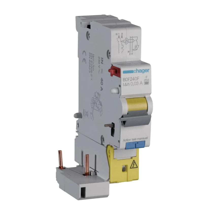 Bloc différentiel 1P+N 40A - 30mA type HPI - Hager BDF240F