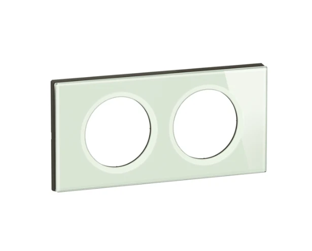 Céliane - plaque de finition 2 postes verre opale blanc - Legrand CP2002
