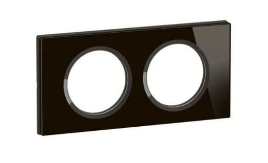 Céliane - plaque de finition 2 postes verre onyx noir - Legrand CP1902