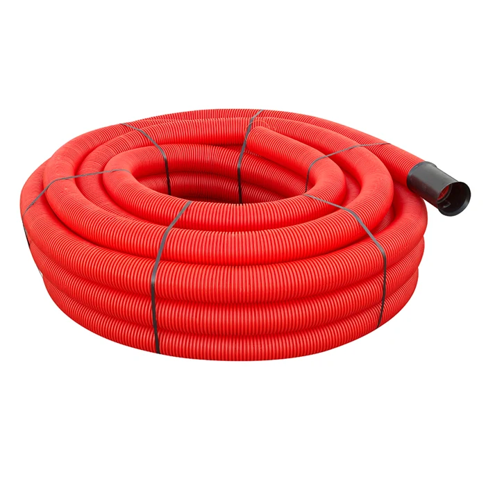 Gaine tpc diamètre 90mm rouge couronne de 25m avec fil tire-aiguille COURANT