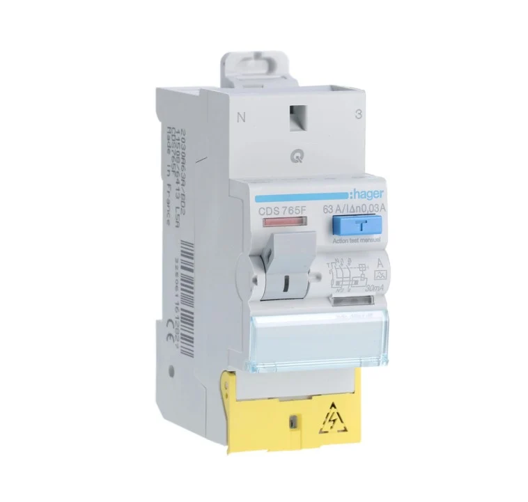Interrupteur différentiel - 2P 63A 30mA type A SanVis - Hager CDS765F