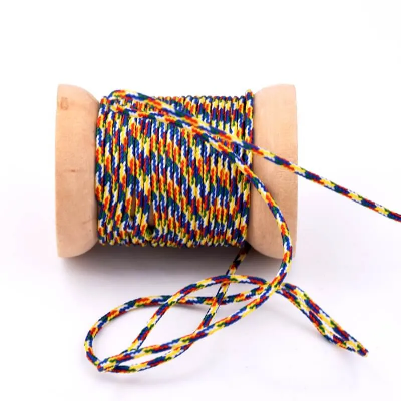 Cordon en nylon tressé bleu jaune rouge - 1.5mm (5m)