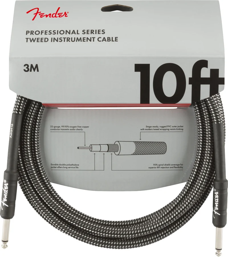 3m Professional Instrument Cables Gray Tweed