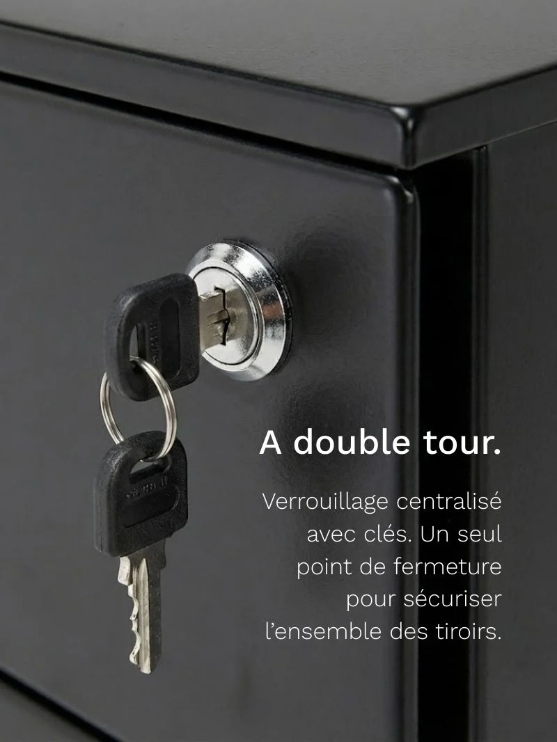 Caisson de Bureau 3 Tiroirs Métallique