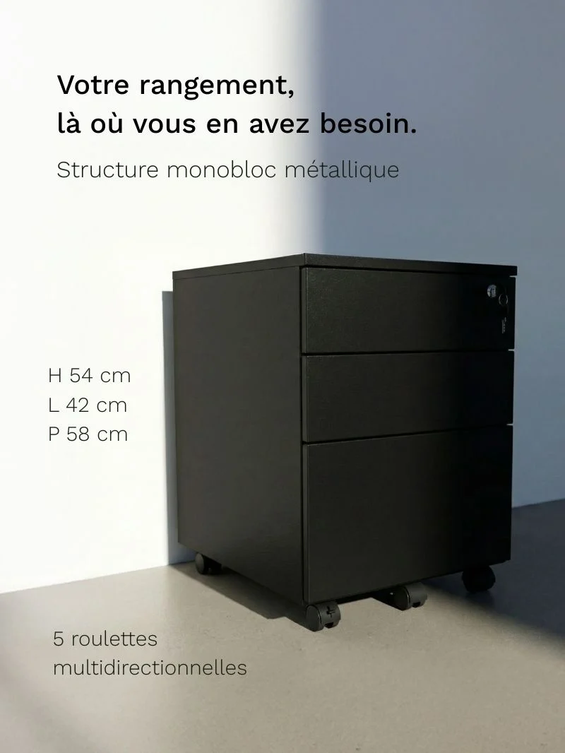 Caisson de Bureau 3 Tiroirs Métallique