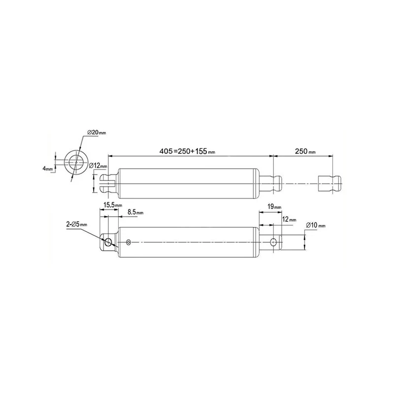 Course 250 mm Vérin Électrique Type Stylo 12V 24V Poussée 120N (Modèle: 0041585)