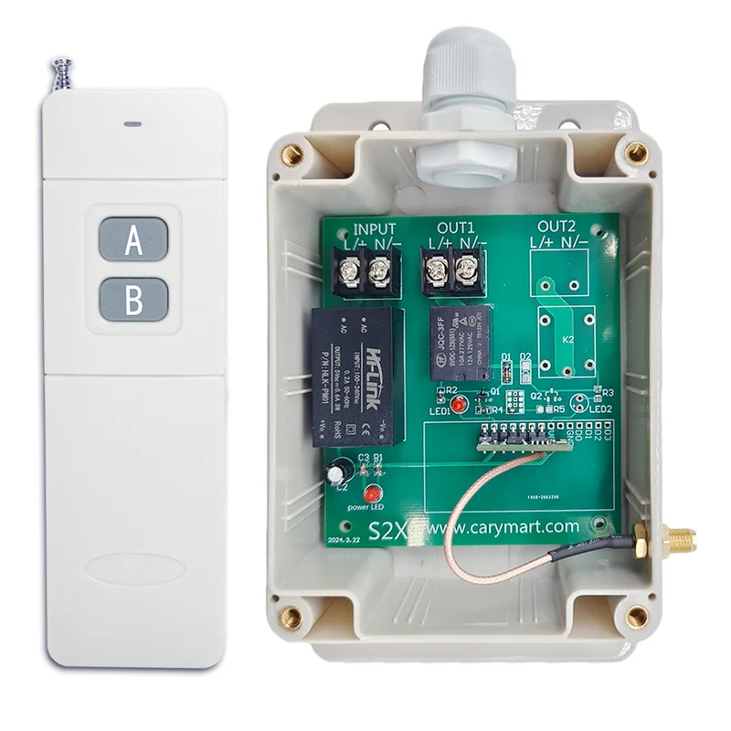 10A Kit Interrupteur Télécommande Sans Fil 1 Canal Sortie CC 2 km (Modèle: 0020491)