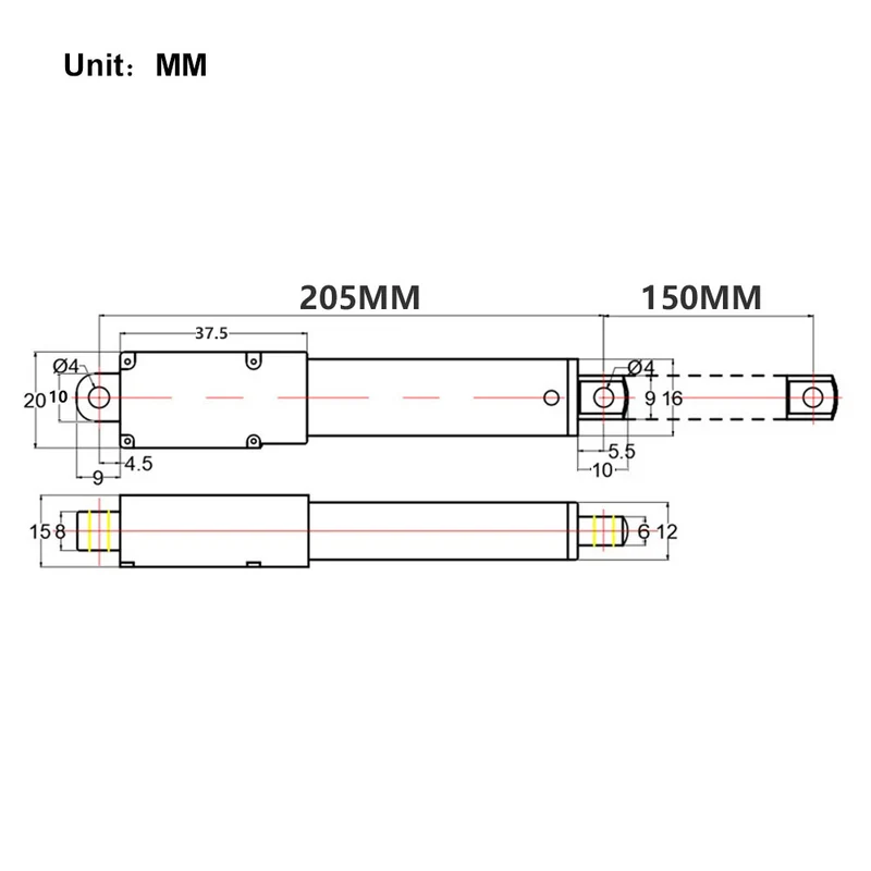 Micro Vérin Électrique 6V 12V 24V Actionneur Linéaire G Course 150mm (Modèle: 0041629)