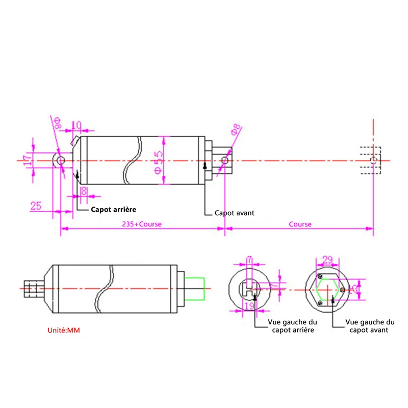 12V 24V vérin électrique rapide actionneur linéaire course 150 mm (Modèle: 0041563)