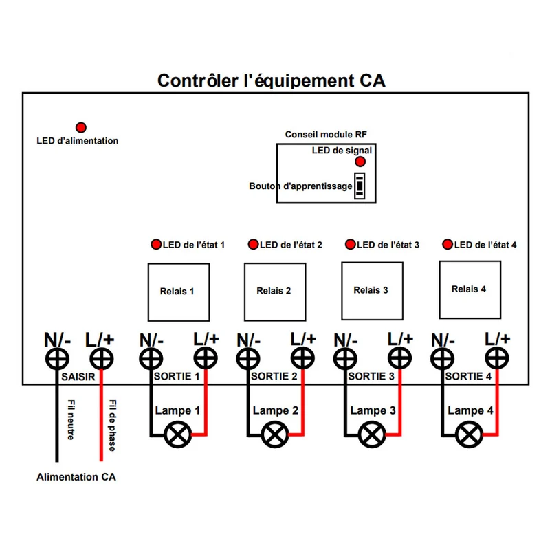 2Km Kit Interrupteur Télécommande Sans Fil 4 Voies 220V 2200 Watt (Modèle: 0020222)