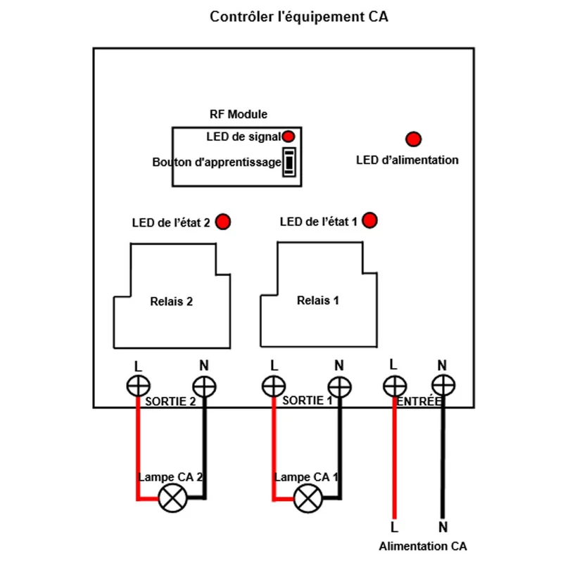 2 Canaux CA 230V 30A Kit Interrupteur Télécommande Sans Fil 2 km (Modèle: 0020516)