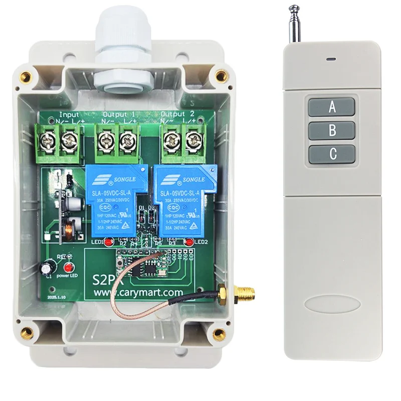 2 Voies CC 10~80V 30A Kit Interrupteur Télécommande Sans Fil 2 km (Modèle: 0020514)