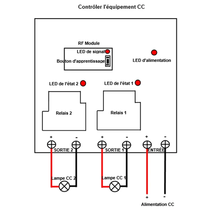 10V~80V Kit Interrupteur Télécommande Sans Fil 2 Canaux 30A CC Sortie (Modèle: 0020530)
