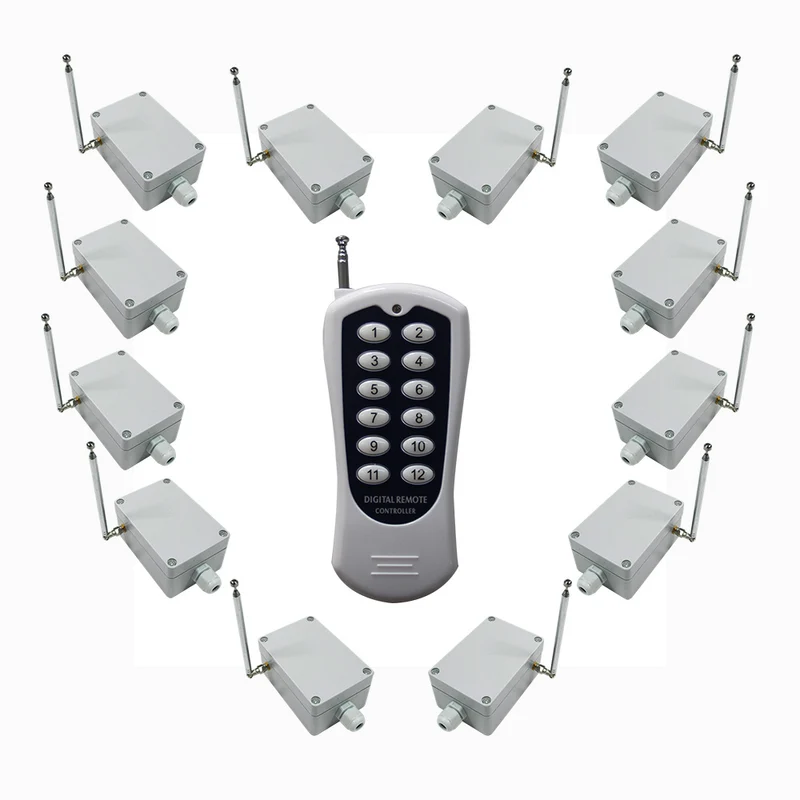 12 Interrupteur Sans Fil CA220V 30A et une Télécommande avec 12 Boutons (Modèle: 0020366)