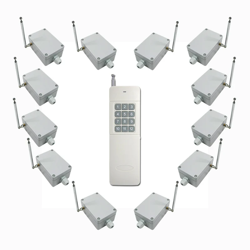 12 Interrupteur Sans Fil CA220V 30A et une Télécommande avec 12 Boutons (Modèle: 0020366)