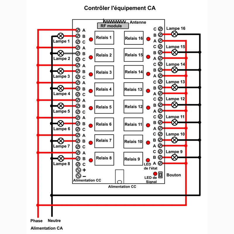 16 Canaux 12V 24V 500 Mètres Kit Interrupteur Sans Fil avec Télécommande (Modèle: 0020089)