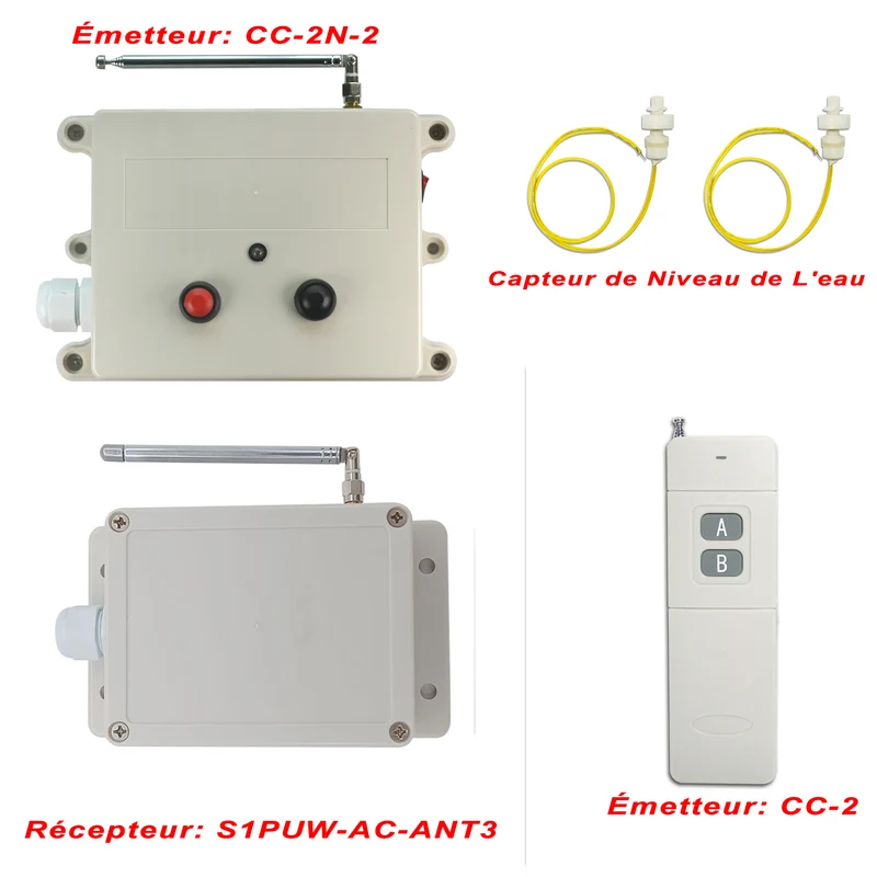 5km 220V Interrupteur Sans Fil Avec Télécommande Pour Commande Niveau d'eau (Modèle: 0020520)