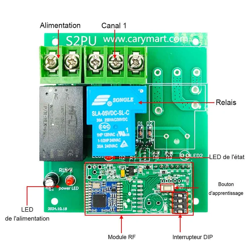 5 Km 230V Kit Interrupteur Télécommande Sans Fil 1 Voie 30A Relais (Modèle: 0020093)
